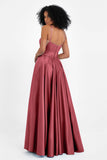 Spaghetti Straps Satin Ball Prom Gowns Long Formal Evening Party Gowns Dresses