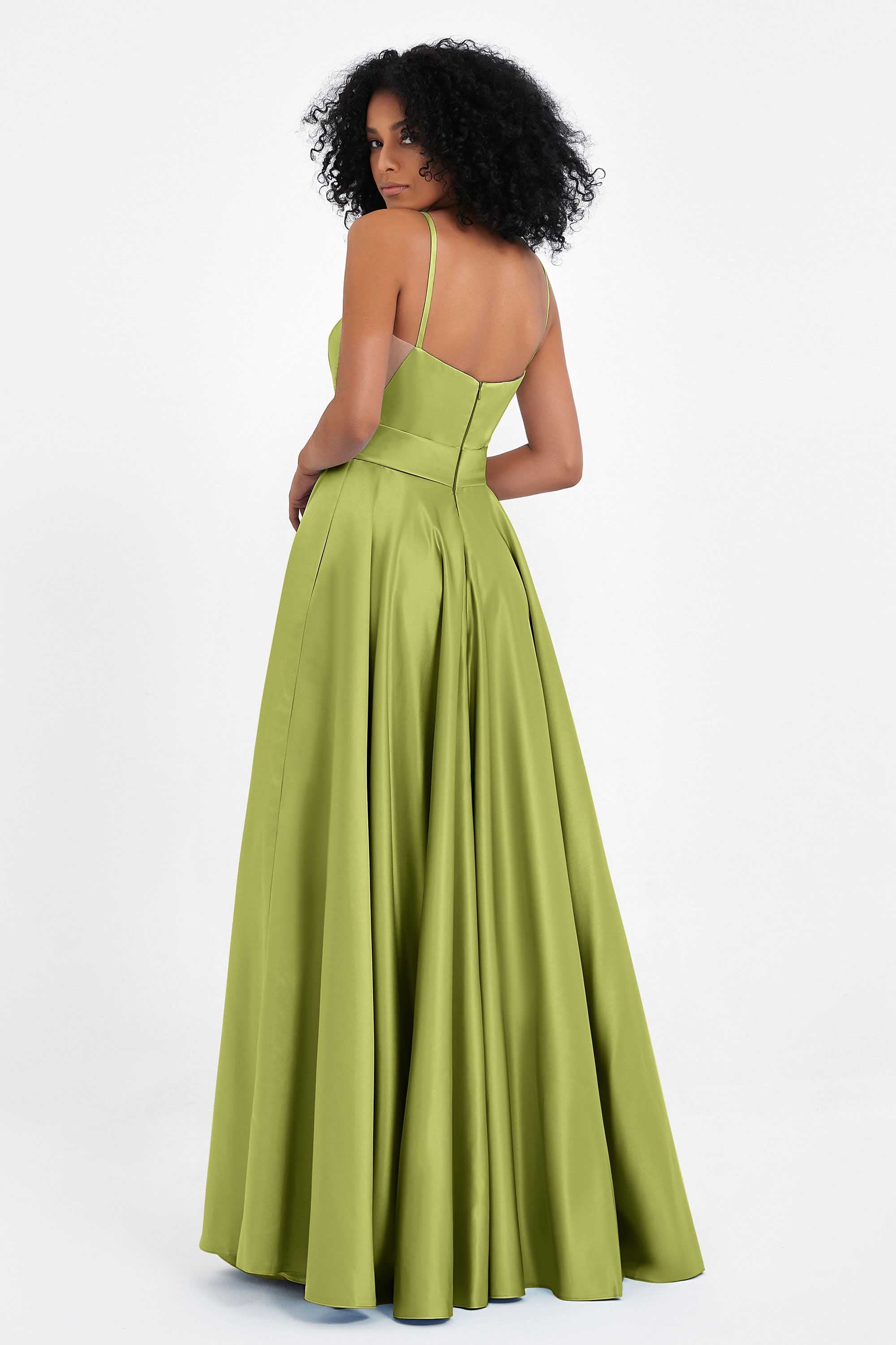 Spaghetti Straps Satin Ball Prom Gowns Long Formal Evening Party Gowns Dresses