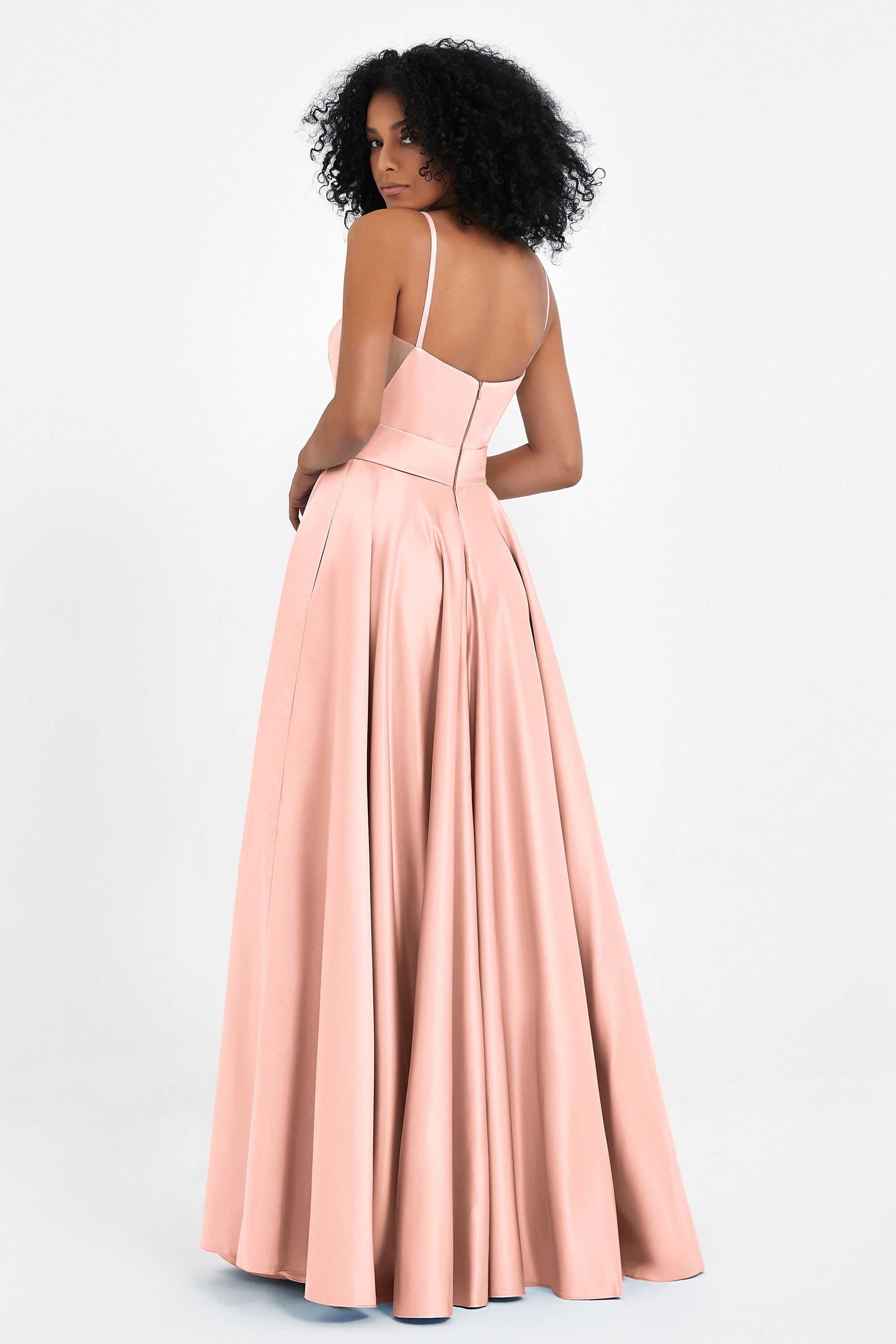 Spaghetti Straps Satin Ball Prom Gowns Long Formal Evening Party Gowns Dresses