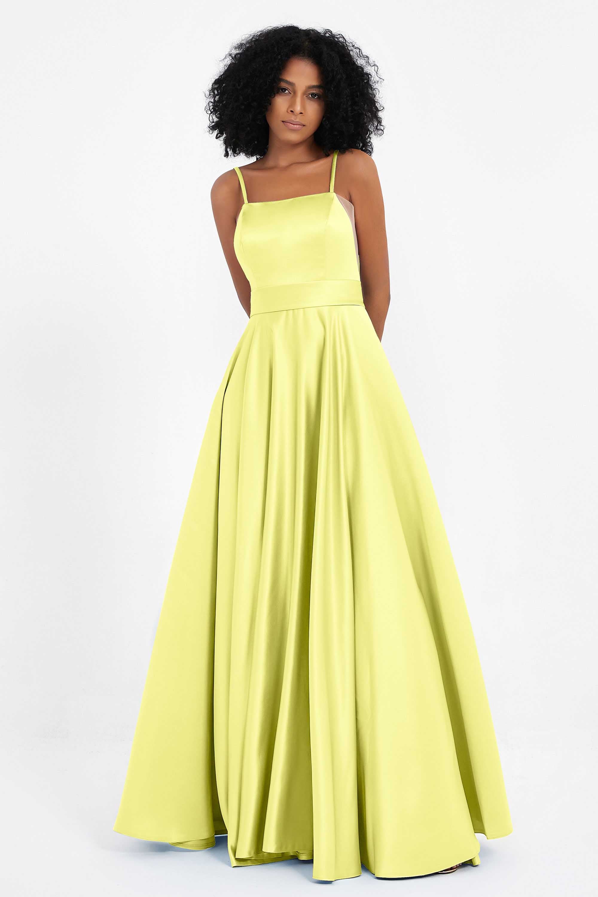 Spaghetti Straps Satin Ball Prom Gowns Long Formal Evening Party Gowns Dresses