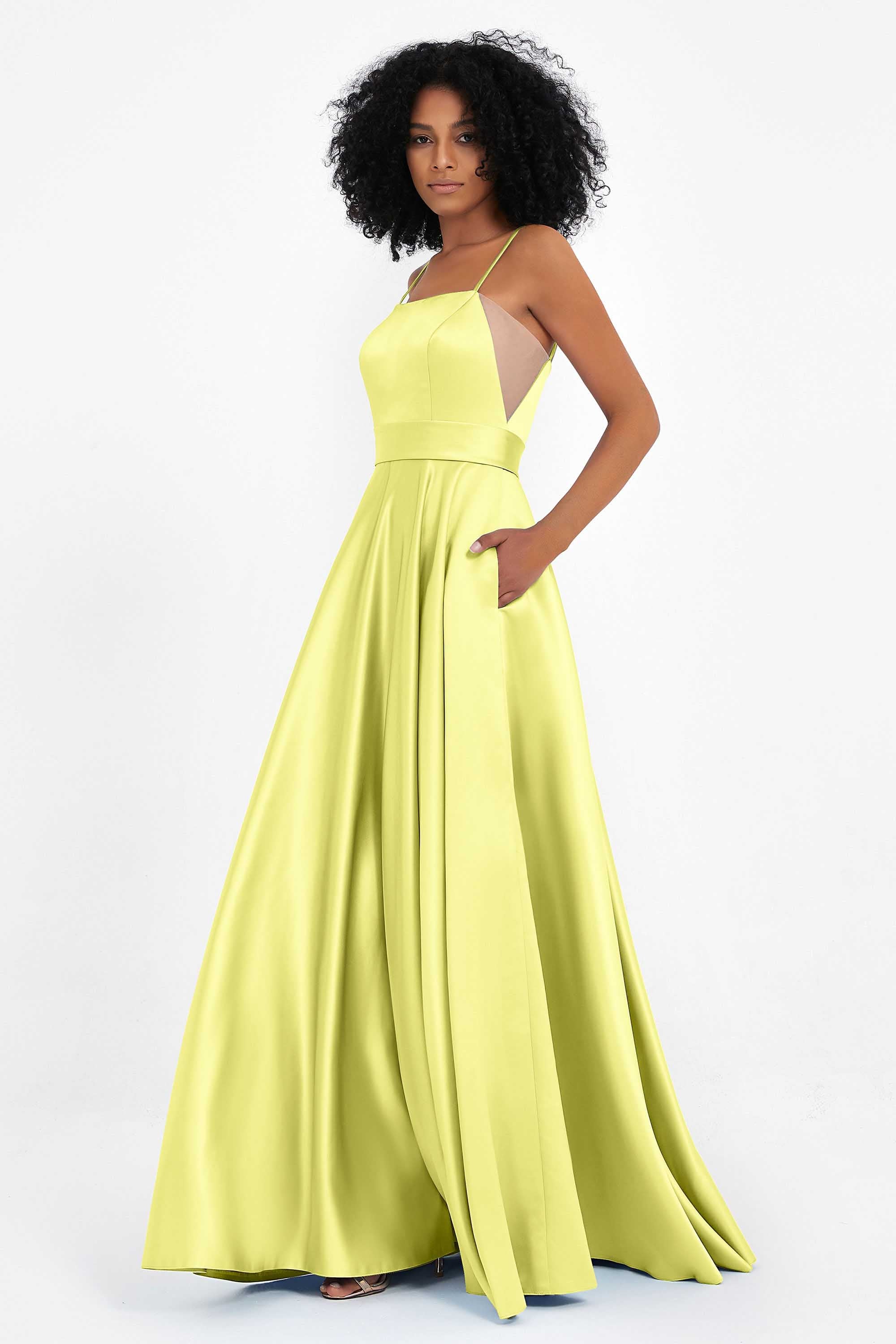 Spaghetti Straps Satin Ball Prom Gowns Long Formal Evening Party Gowns Dresses