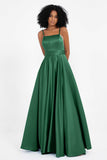 Spaghetti Straps Satin Ball Prom Gowns Long Formal Evening Party Gowns Dresses