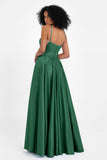 Spaghetti Straps Satin Ball Prom Gowns Long Formal Evening Party Gowns Dresses
