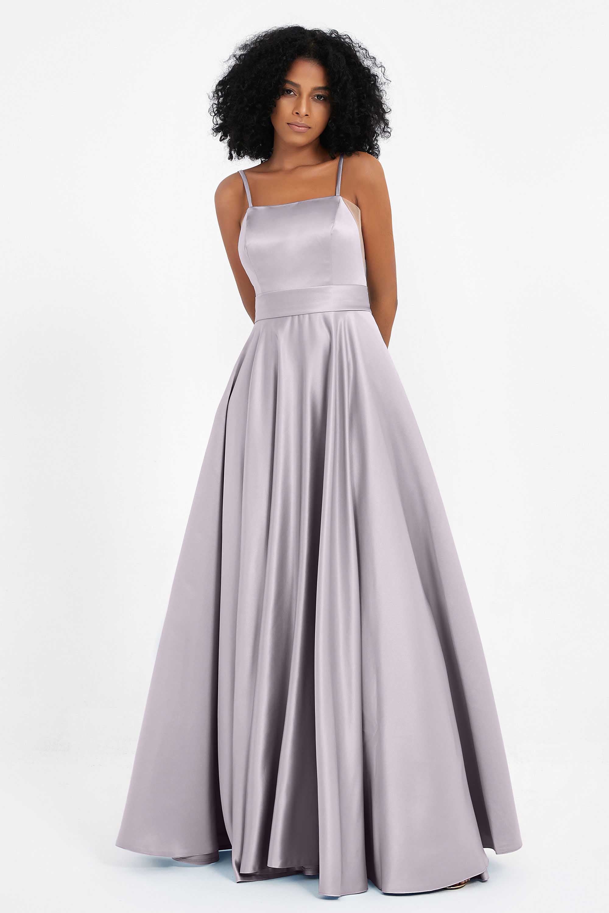 Spaghetti Straps Satin Ball Prom Gowns Long Formal Evening Party Gowns Dresses