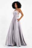 Spaghetti Straps Satin Ball Prom Gowns Long Formal Evening Party Gowns Dresses