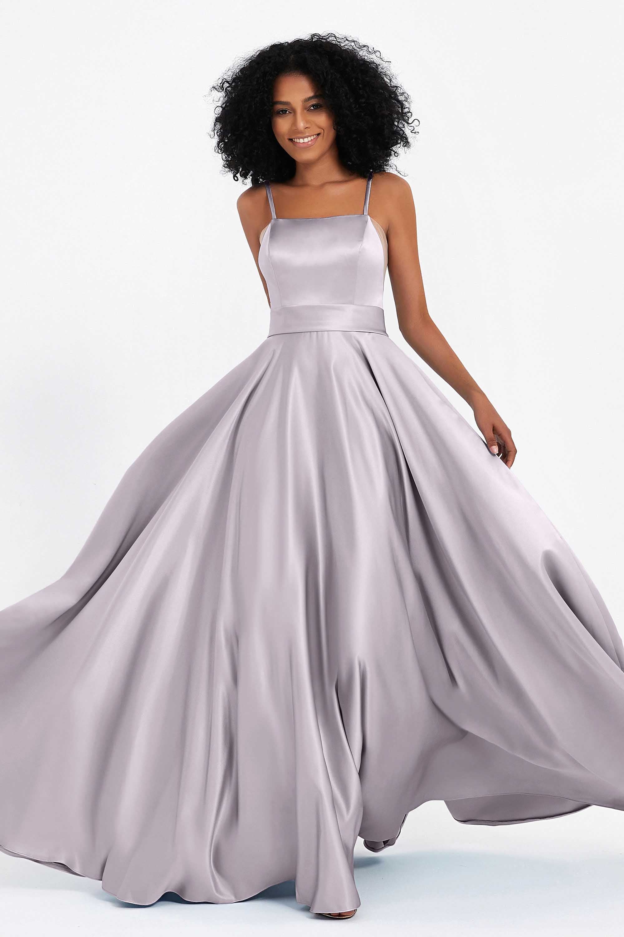 Spaghetti Straps Satin Ball Prom Gowns Long Formal Evening Party Gowns Dresses