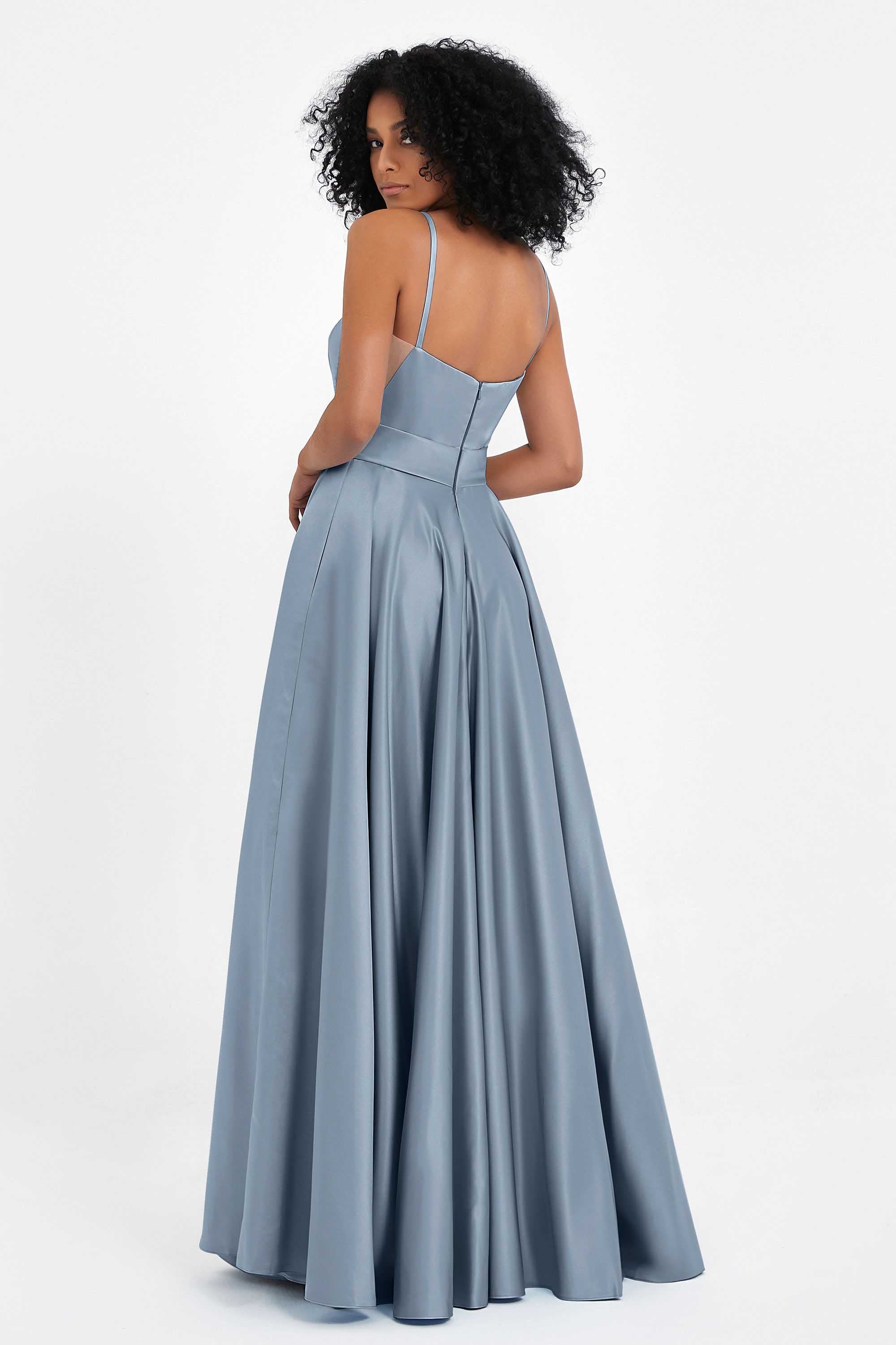 Spaghetti Straps Satin Ball Prom Gowns Long Formal Evening Party Gowns Dresses