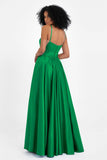 Spaghetti Straps Satin Ball Prom Gowns Long Formal Evening Party Gowns Dresses