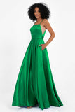 Spaghetti Straps Satin Ball Prom Gowns Long Formal Evening Party Gowns Dresses