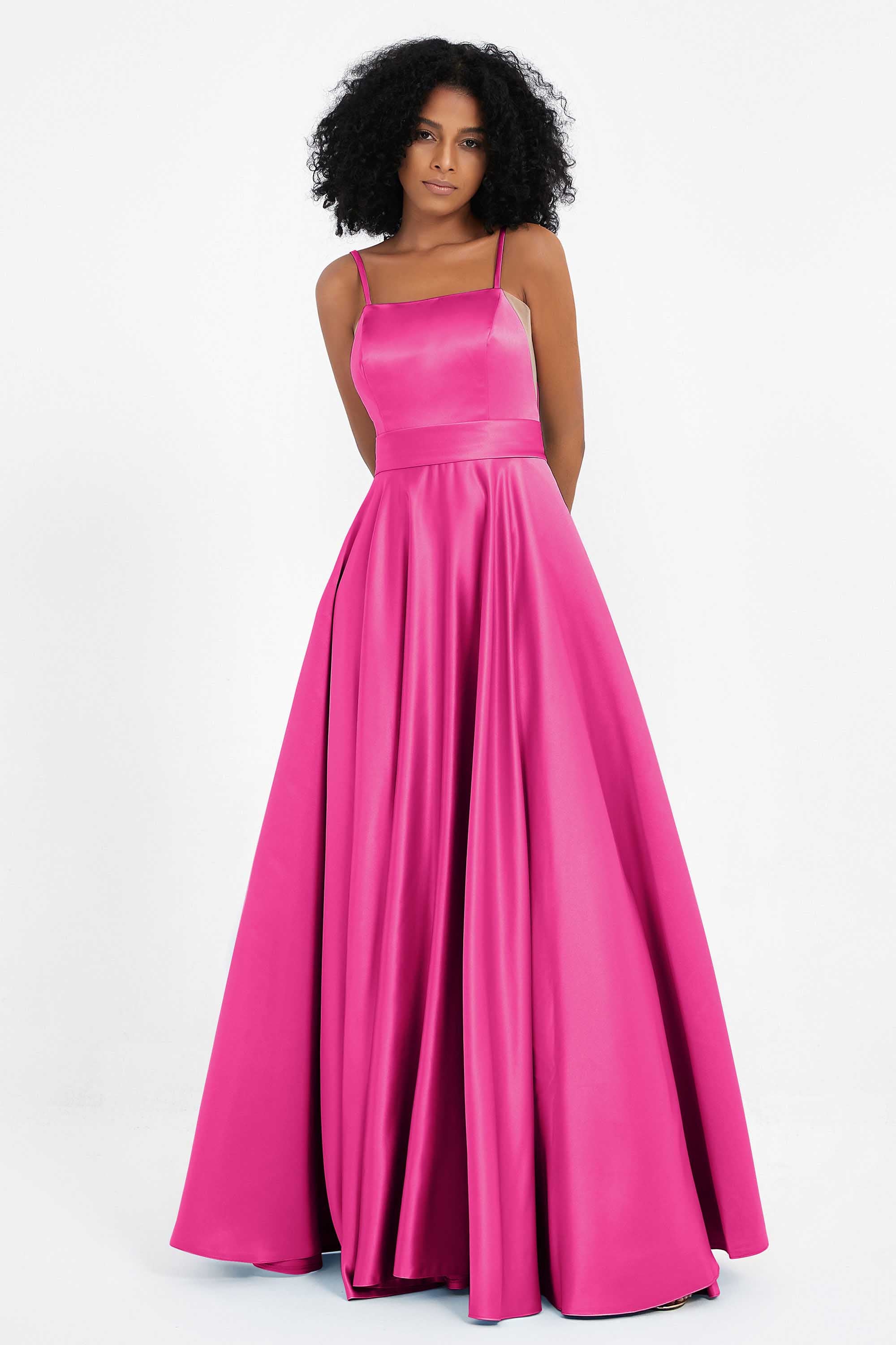 Spaghetti Straps Satin Ball Prom Gowns Long Formal Evening Party Gowns Dresses