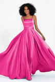Spaghetti Straps Satin Ball Prom Gowns Long Formal Evening Party Gowns Dresses