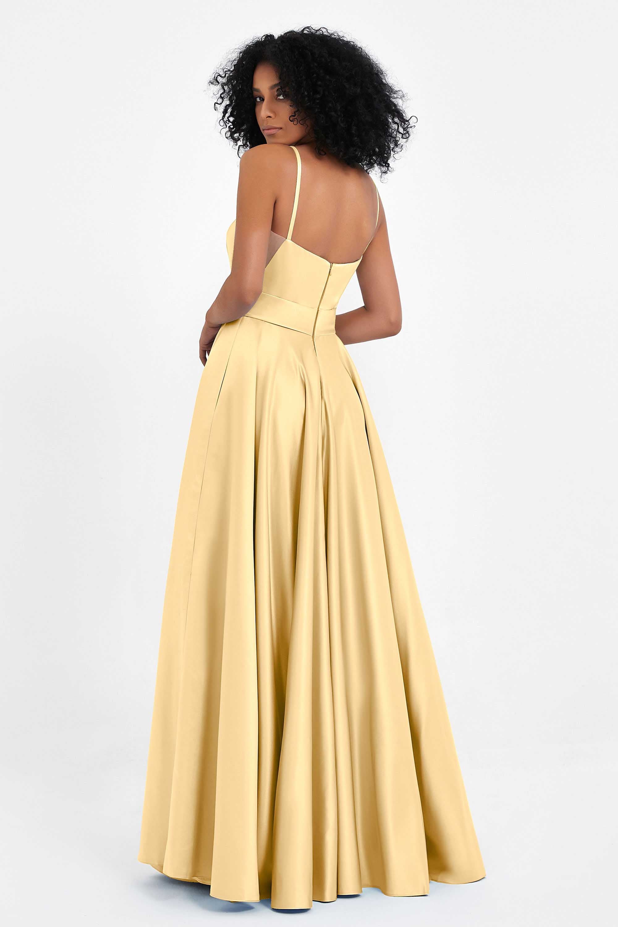 Spaghetti Straps Satin Ball Prom Gowns Long Formal Evening Party Gowns Dresses