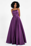 Spaghetti Straps Satin Ball Prom Gowns Long Formal Evening Party Gowns Dresses
