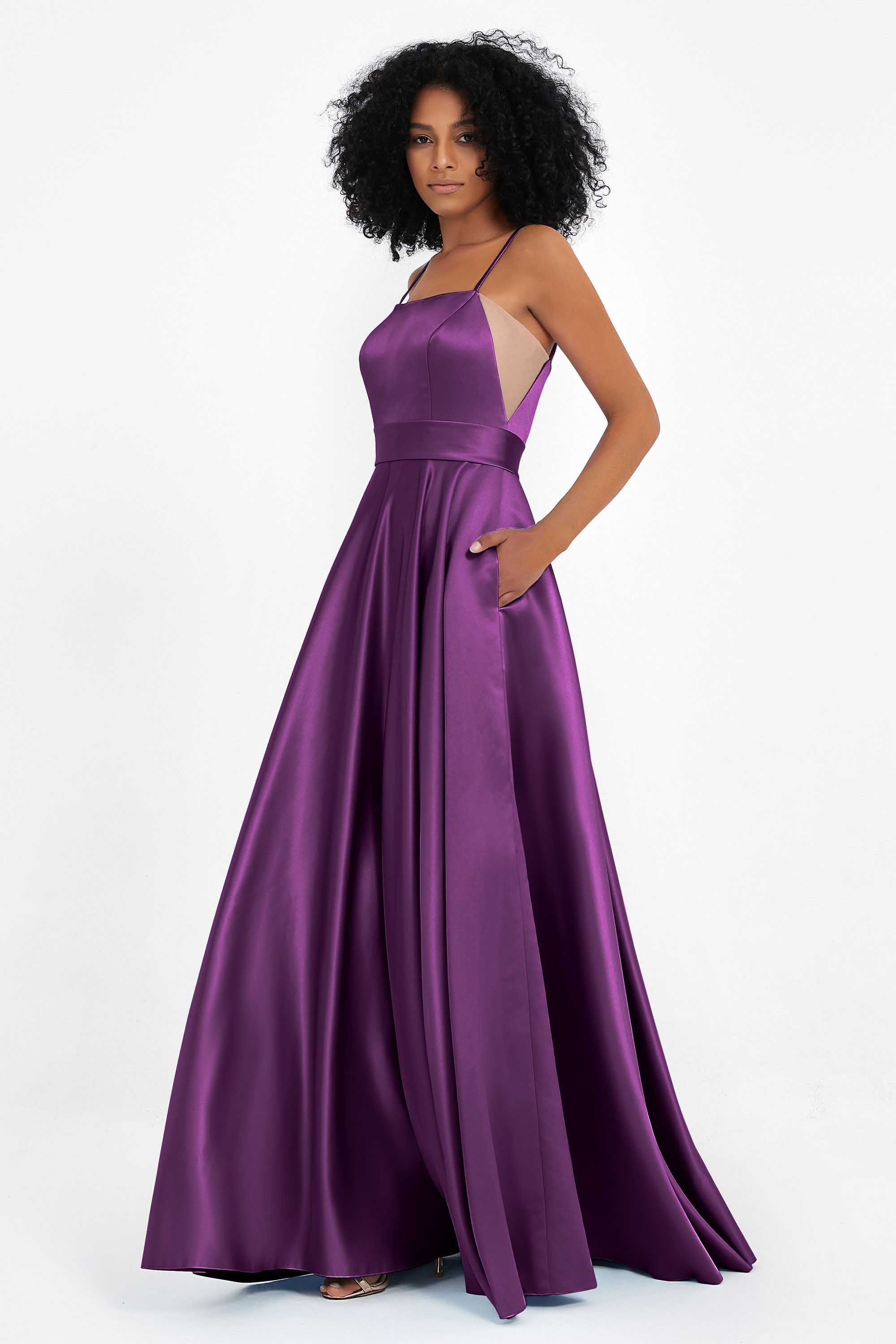 Spaghetti Straps Satin Ball Prom Gowns Long Formal Evening Party Gowns Dresses