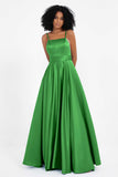 Spaghetti Straps Satin Ball Prom Gowns Long Formal Evening Party Gowns Dresses