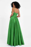 Spaghetti Straps Satin Ball Prom Gowns Long Formal Evening Party Gowns Dresses