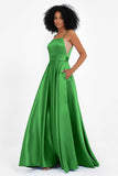 Spaghetti Straps Satin Ball Prom Gowns Long Formal Evening Party Gowns Dresses