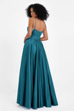 Spaghetti Straps Satin Ball Prom Gowns Long Formal Evening Party Gowns Dresses