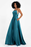 Spaghetti Straps Satin Ball Prom Gowns Long Formal Evening Party Gowns Dresses