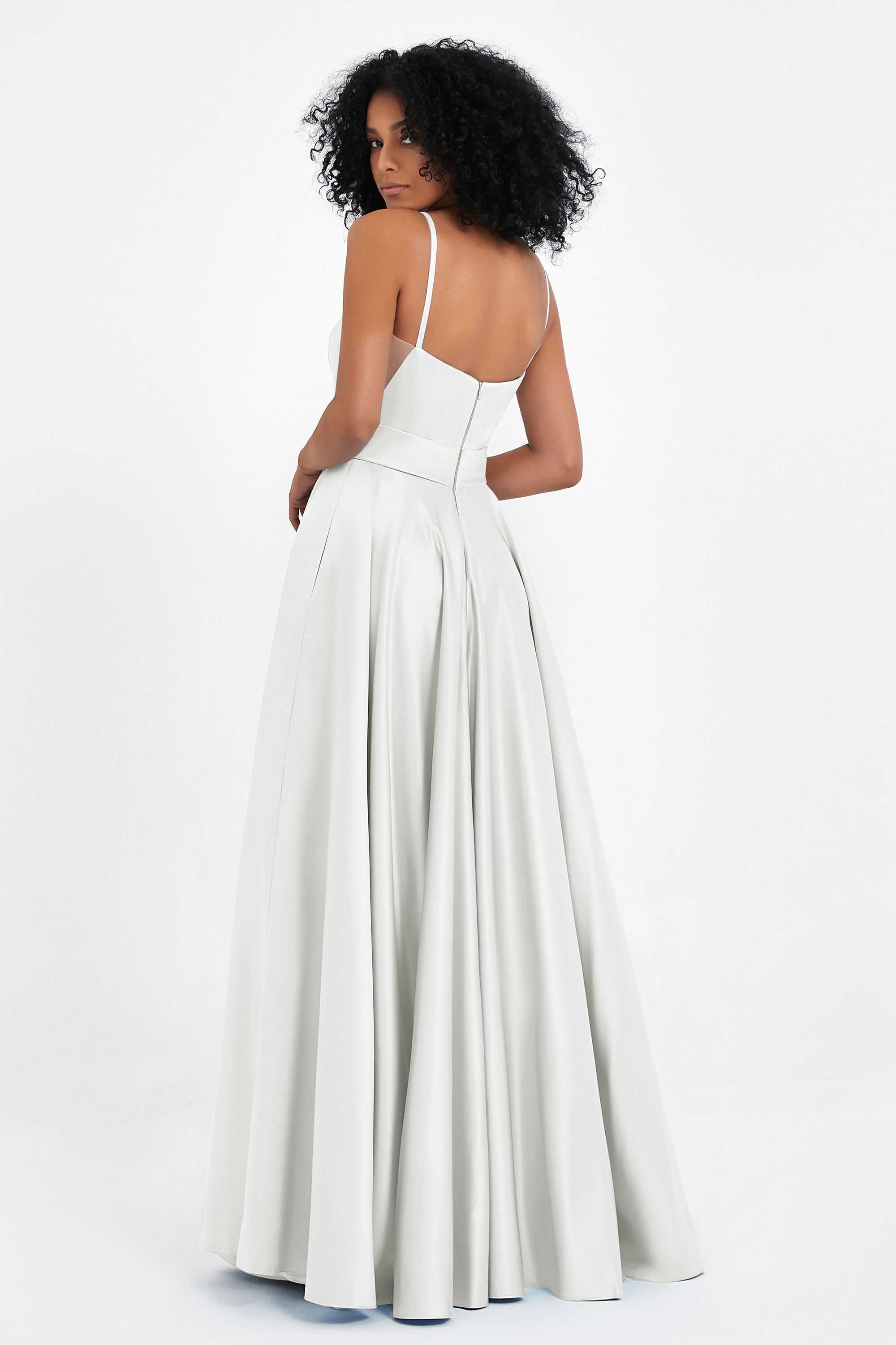 Spaghetti Straps Satin Ball Prom Gowns Long Formal Evening Party Gowns Dresses