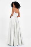 Spaghetti Straps Satin Ball Prom Gowns Long Formal Evening Party Gowns Dresses