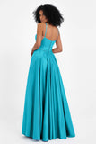 Spaghetti Straps Satin Ball Prom Gowns Long Formal Evening Party Gowns Dresses