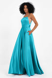 Spaghetti Straps Satin Ball Prom Gowns Long Formal Evening Party Gowns Dresses