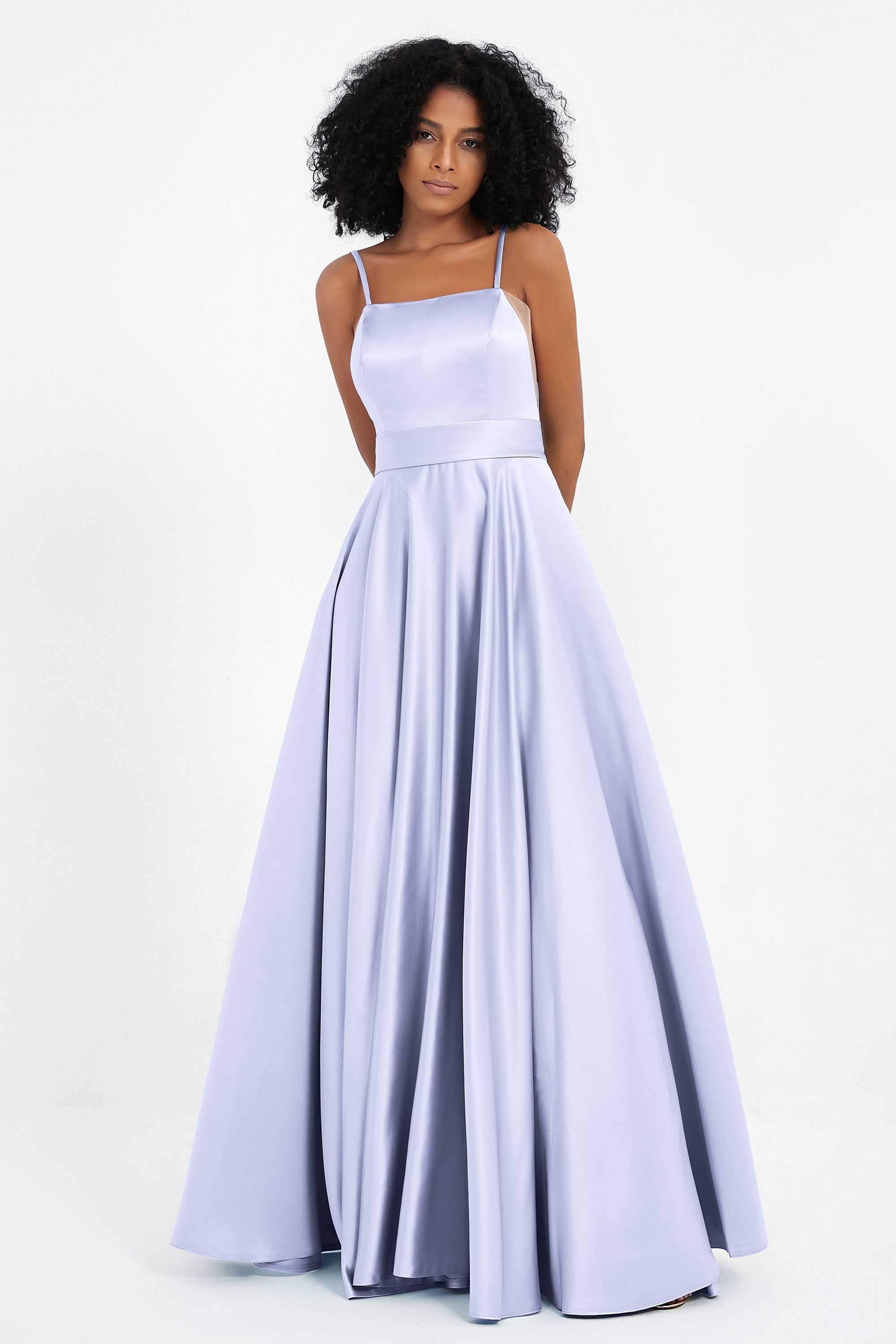 Spaghetti Straps Satin Ball Prom Gowns Long Formal Evening Party Gowns Dresses