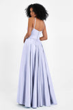 Spaghetti Straps Satin Ball Prom Gowns Long Formal Evening Party Gowns Dresses