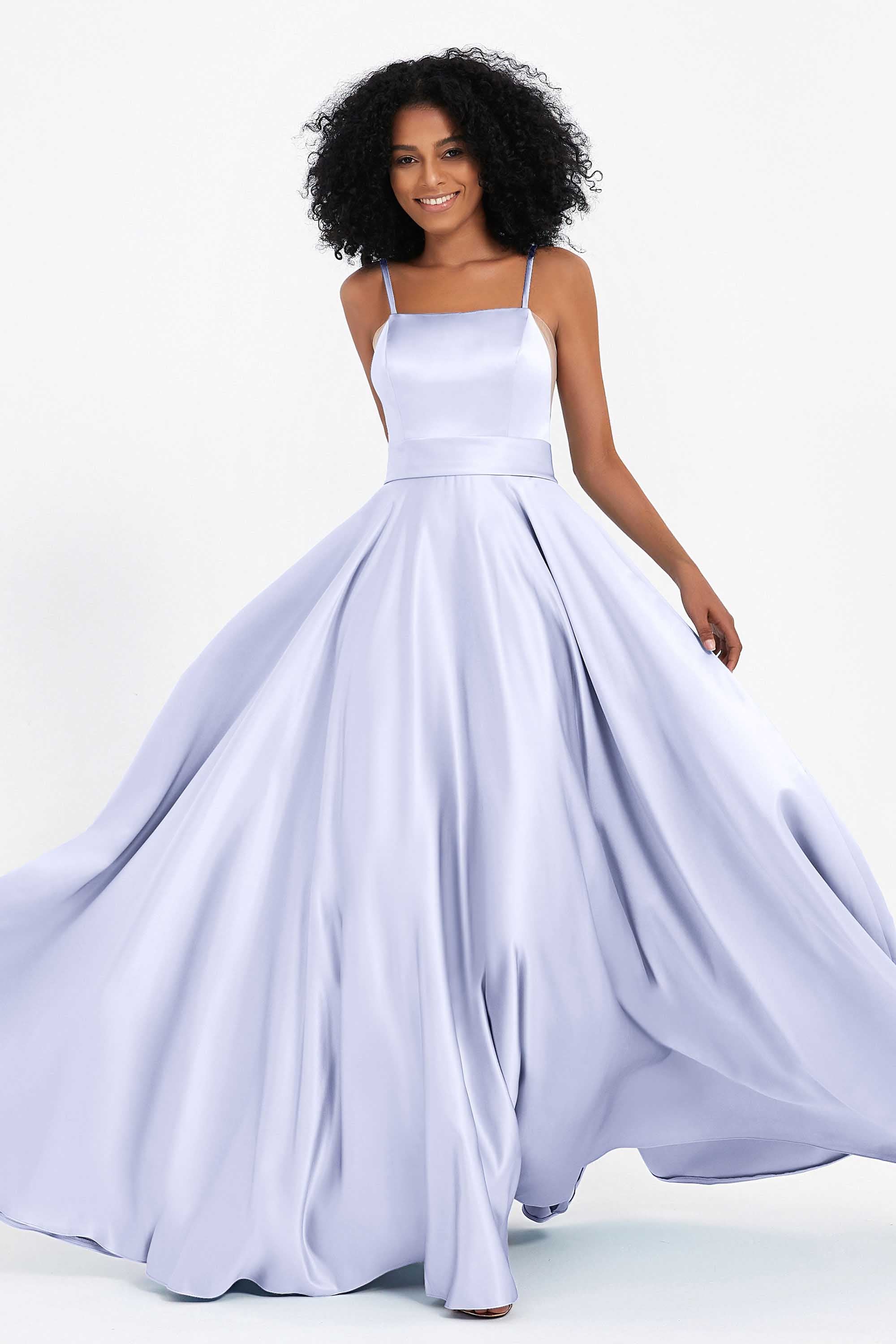 Spaghetti Straps Satin Ball Prom Gowns Long Formal Evening Party Gowns Dresses