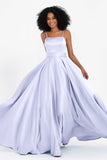 Spaghetti Straps Satin Ball Prom Gowns Long Formal Evening Party Gowns Dresses