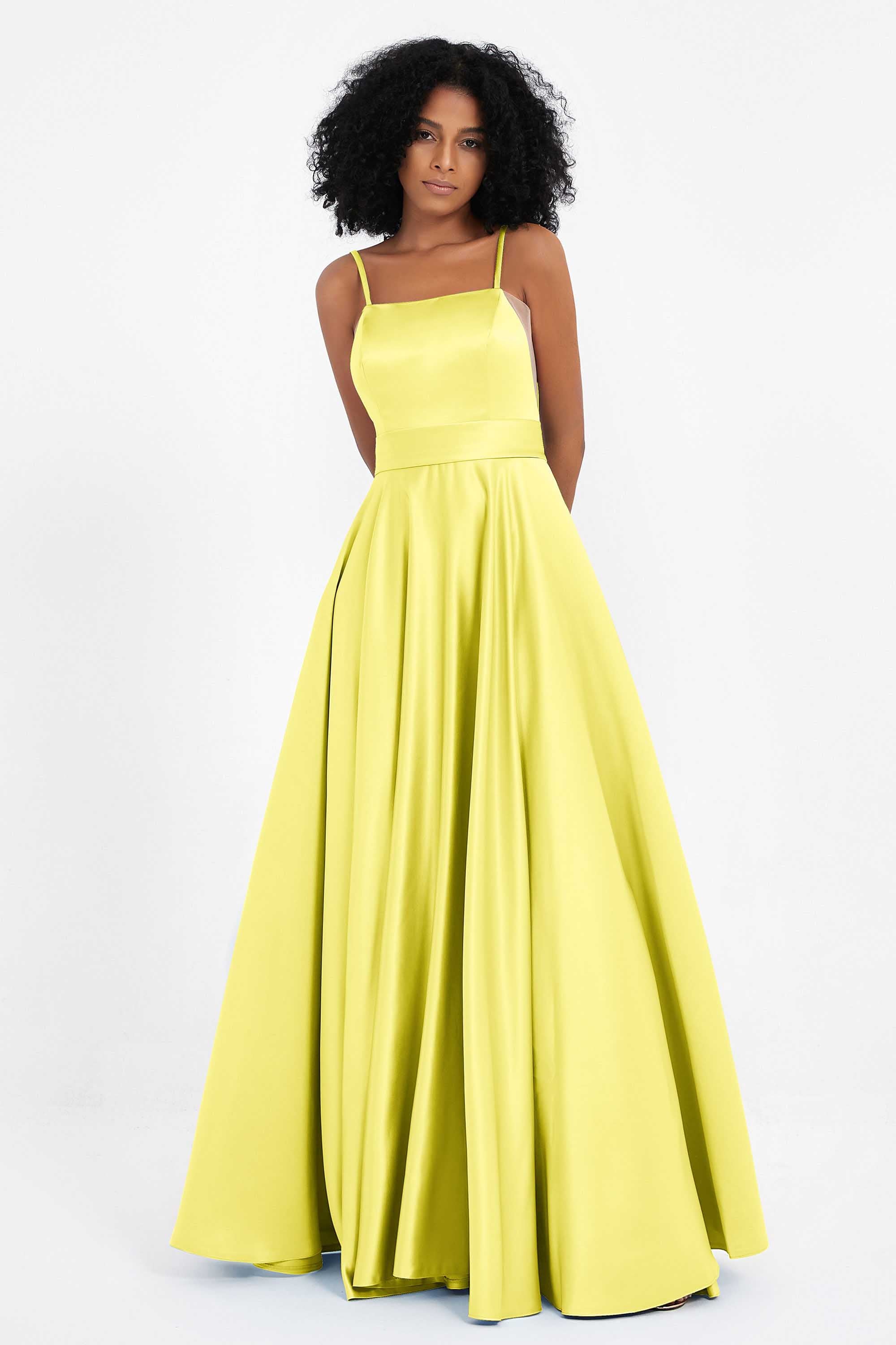 Spaghetti Straps Satin Ball Prom Gowns Long Formal Evening Party Gowns Dresses