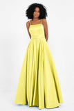 Spaghetti Straps Satin Ball Prom Gowns Long Formal Evening Party Gowns Dresses