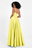 Spaghetti Straps Satin Ball Prom Gowns Long Formal Evening Party Gowns Dresses