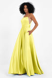 Spaghetti Straps Satin Ball Prom Gowns Long Formal Evening Party Gowns Dresses