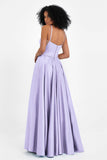 Spaghetti Straps Satin Ball Prom Gowns Long Formal Evening Party Gowns Dresses