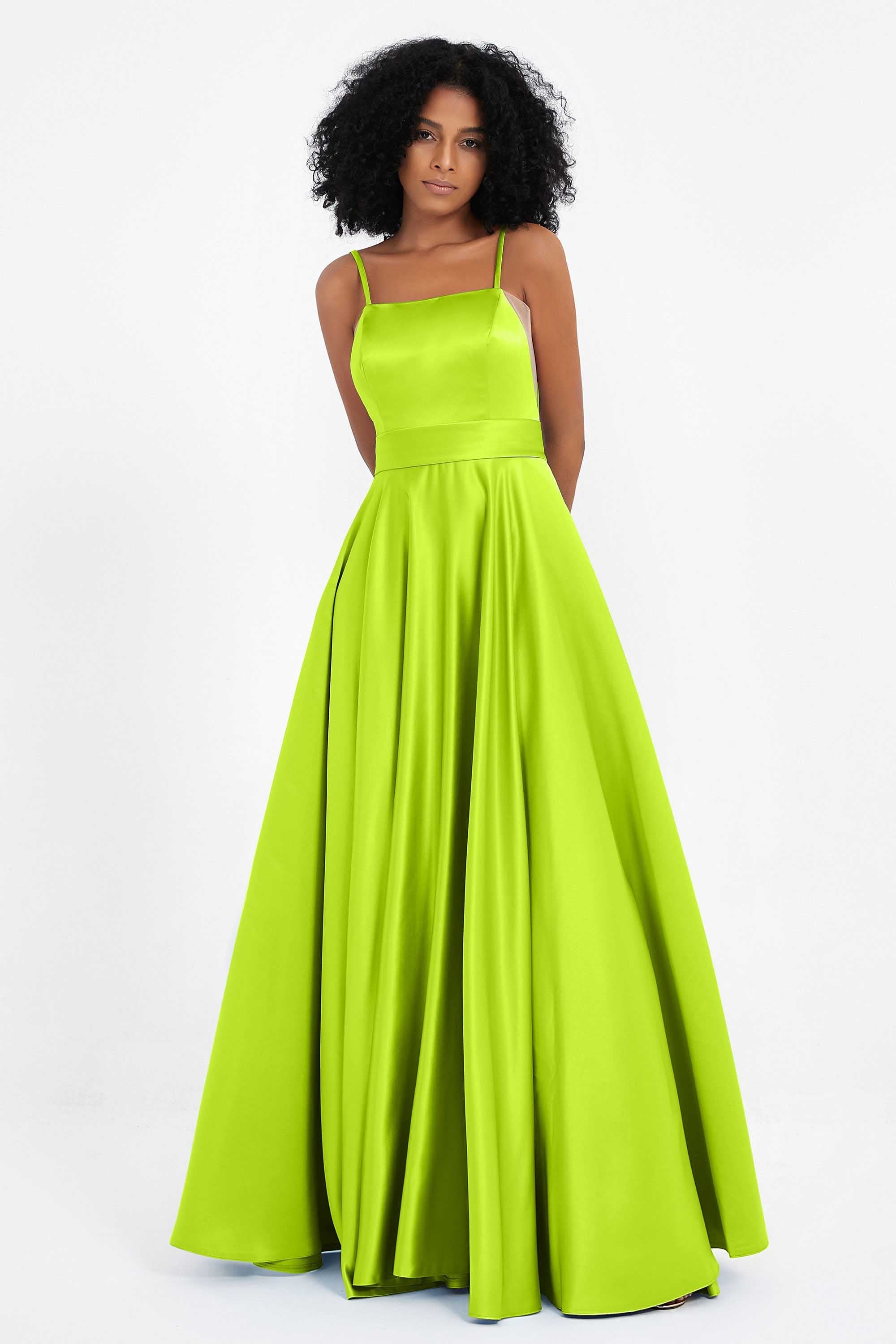 Spaghetti Straps Satin Ball Prom Gowns Long Formal Evening Party Gowns Dresses
