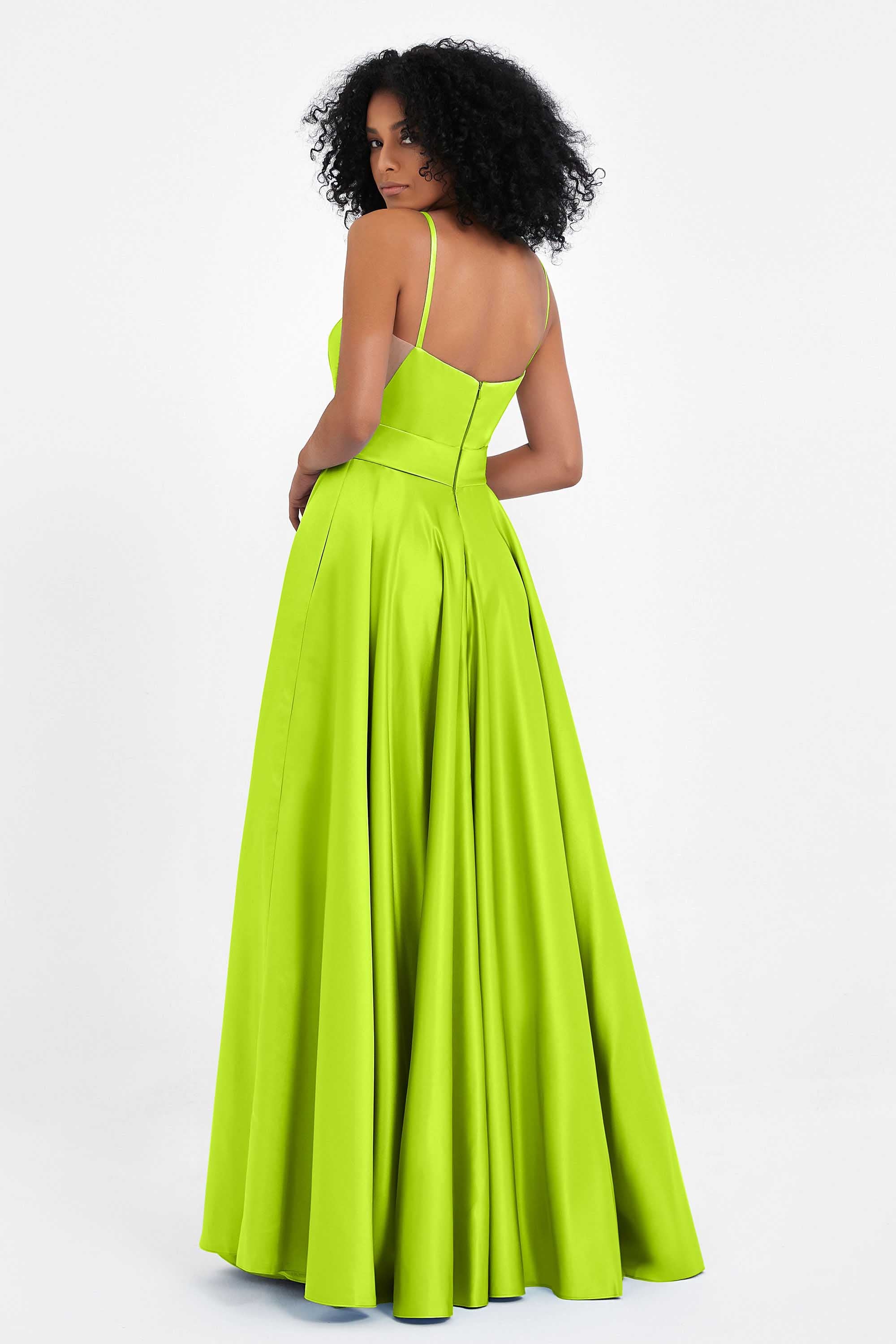 Spaghetti Straps Satin Ball Prom Gowns Long Formal Evening Party Gowns Dresses