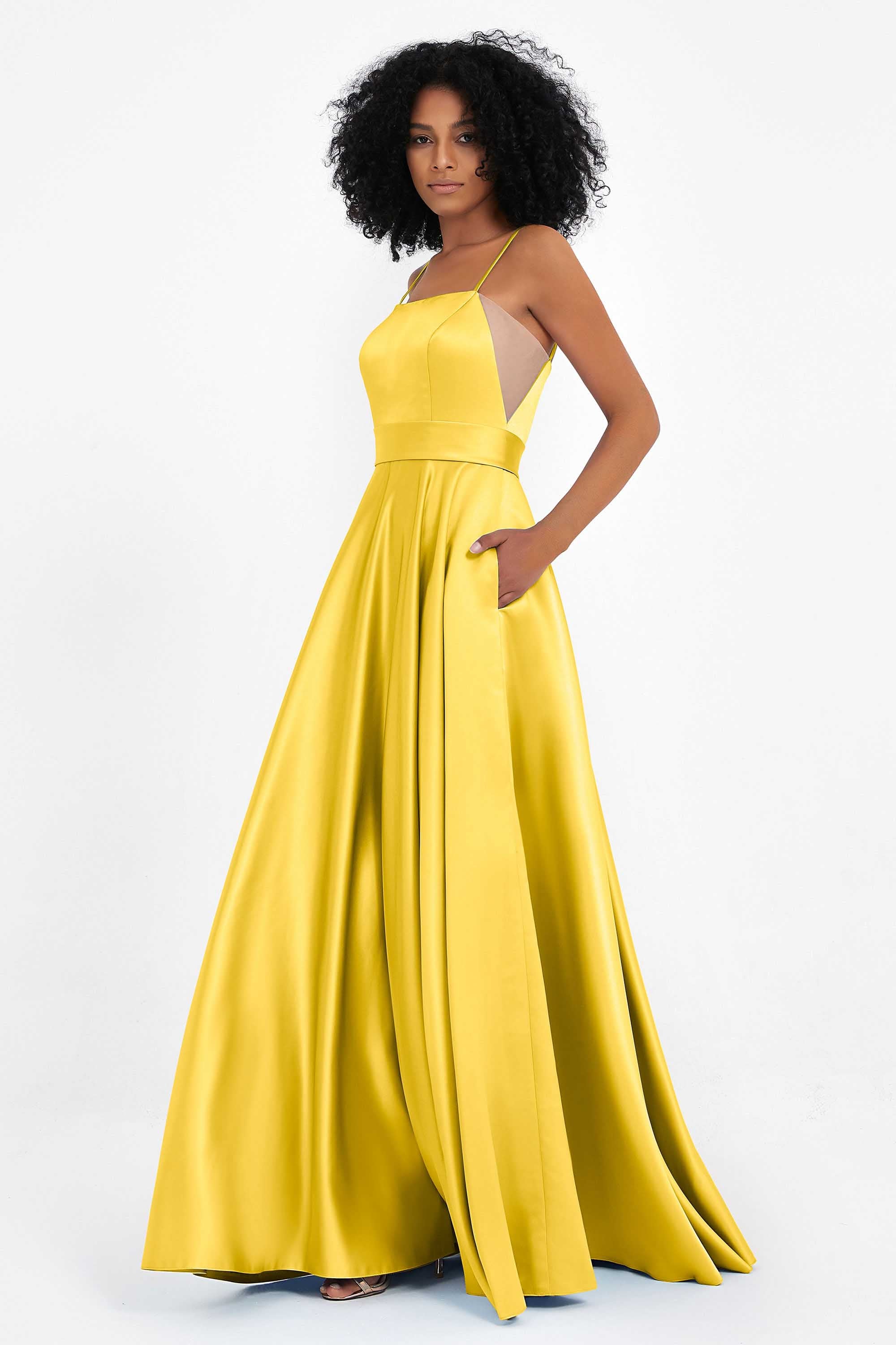 Spaghetti Straps Satin Ball Prom Gowns Long Formal Evening Party Gowns Dresses