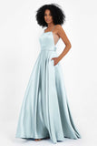 Spaghetti Straps Satin Ball Prom Gowns Long Formal Evening Party Gowns Dresses