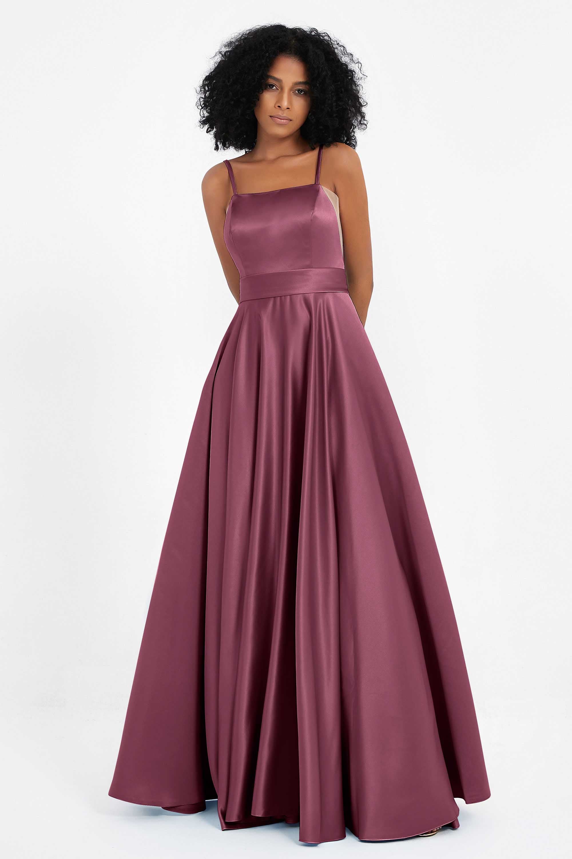 Spaghetti Straps Satin Ball Prom Gowns Long Formal Evening Party Gowns Dresses