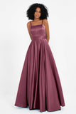 Spaghetti Straps Satin Ball Prom Gowns Long Formal Evening Party Gowns Dresses