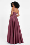 Spaghetti Straps Satin Ball Prom Gowns Long Formal Evening Party Gowns Dresses