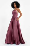 Spaghetti Straps Satin Ball Prom Gowns Long Formal Evening Party Gowns Dresses
