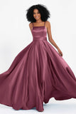 Spaghetti Straps Satin Ball Prom Gowns Long Formal Evening Party Gowns Dresses