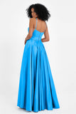 Spaghetti Straps Satin Ball Prom Gowns Long Formal Evening Party Gowns Dresses