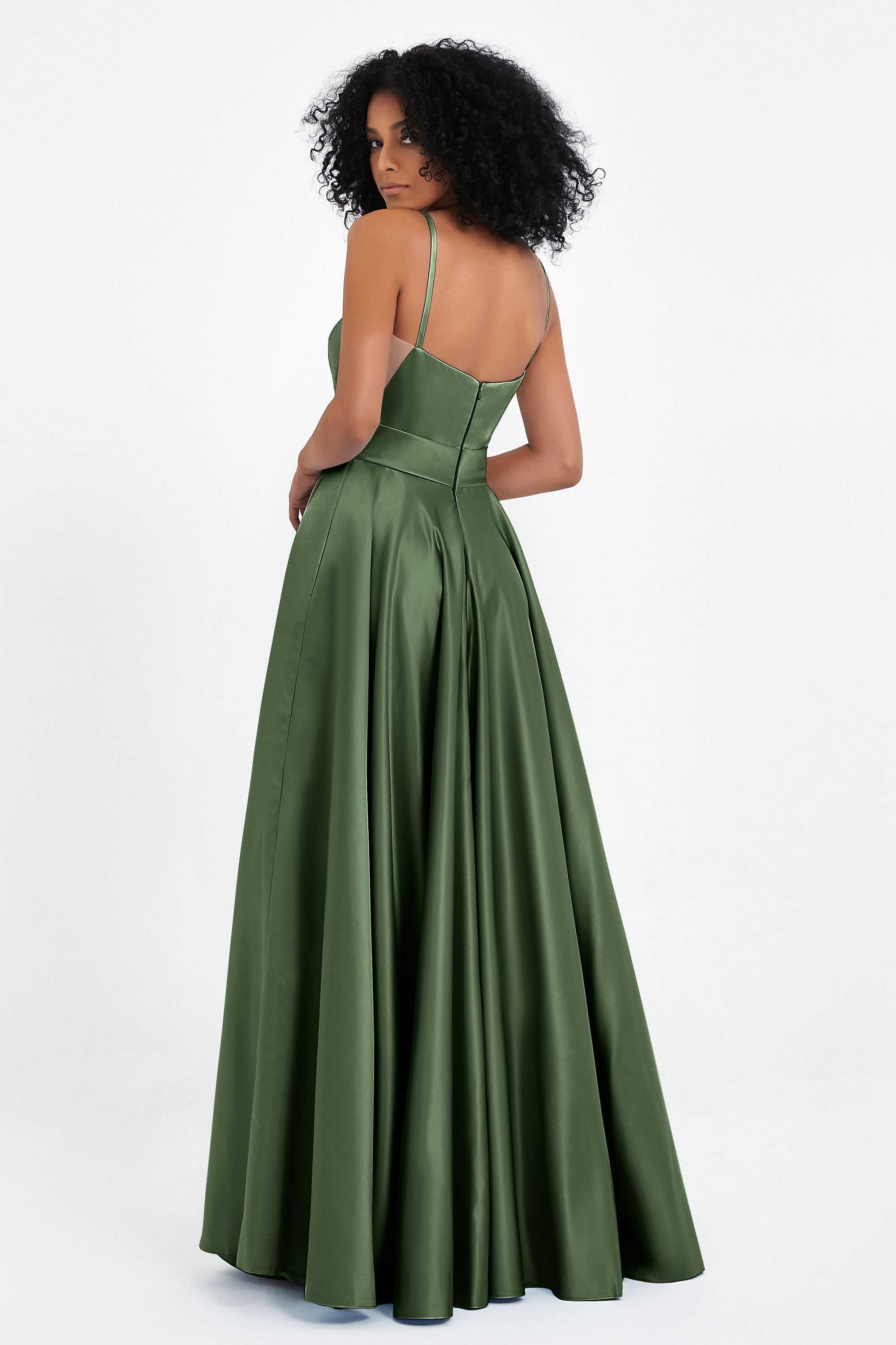 Spaghetti Straps Satin Ball Prom Gowns Long Formal Evening Party Gowns Dresses