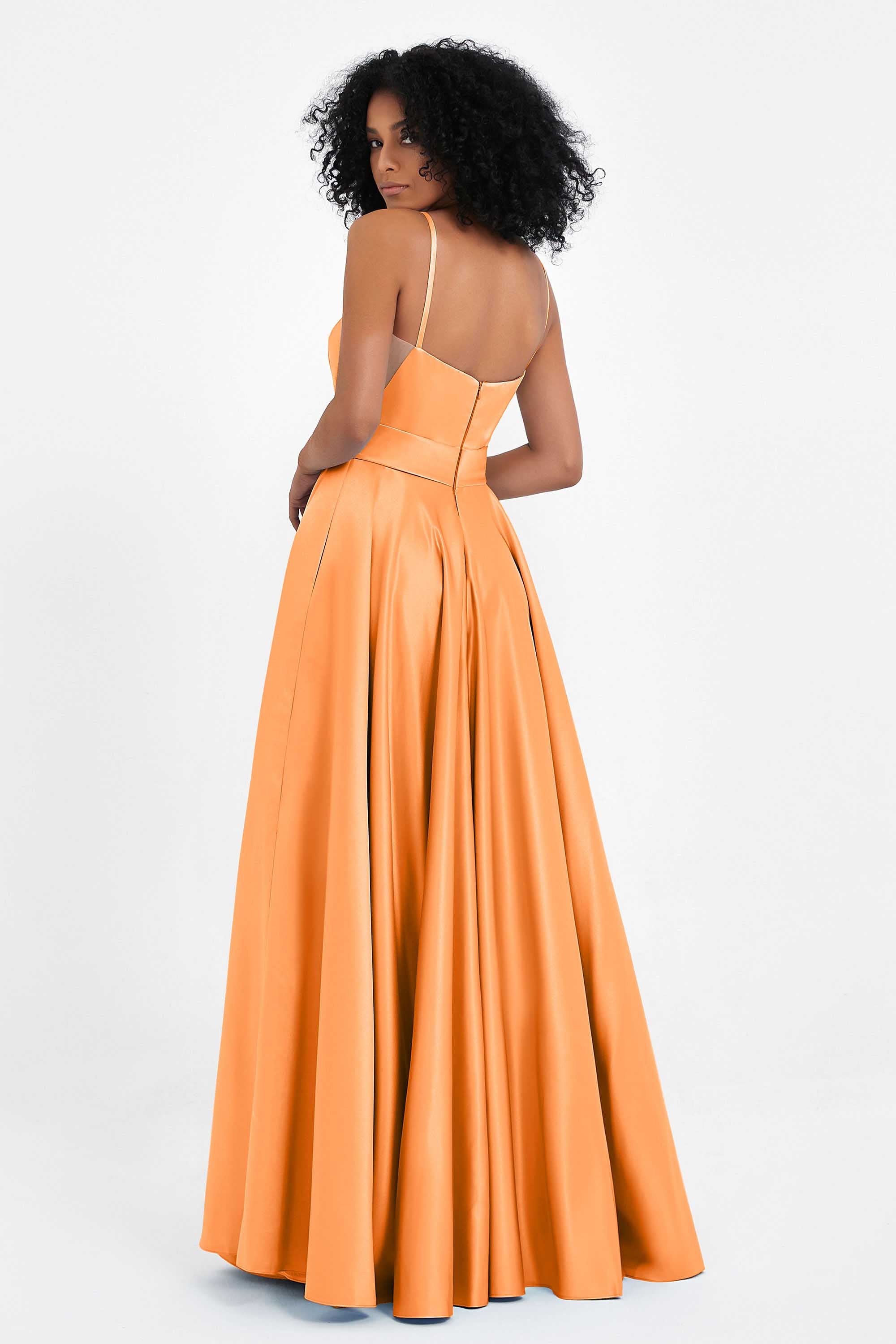 Spaghetti Straps Satin Ball Prom Gowns Long Formal Evening Party Gowns Dresses