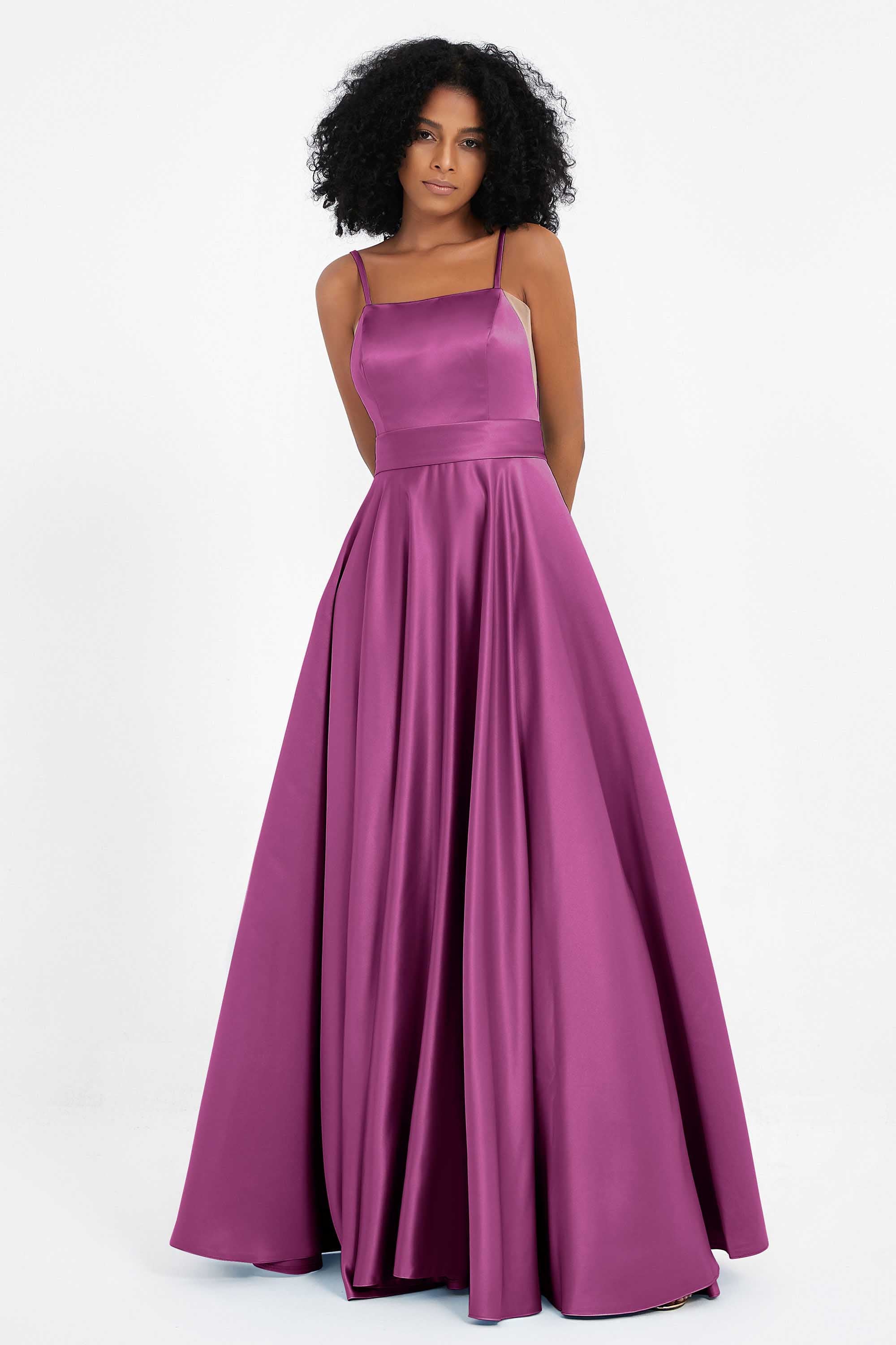 Spaghetti Straps Satin Ball Prom Gowns Long Formal Evening Party Gowns Dresses