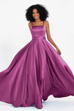 Spaghetti Straps Satin Ball Prom Gowns Long Formal Evening Party Gowns Dresses